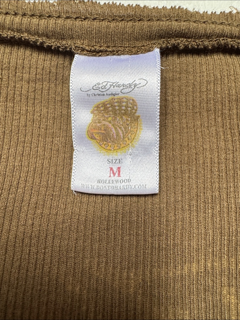 Ed Hardy Olive Green Long Sleeve V-Neck Tunic Graphic Tee - Picture 5 of 5